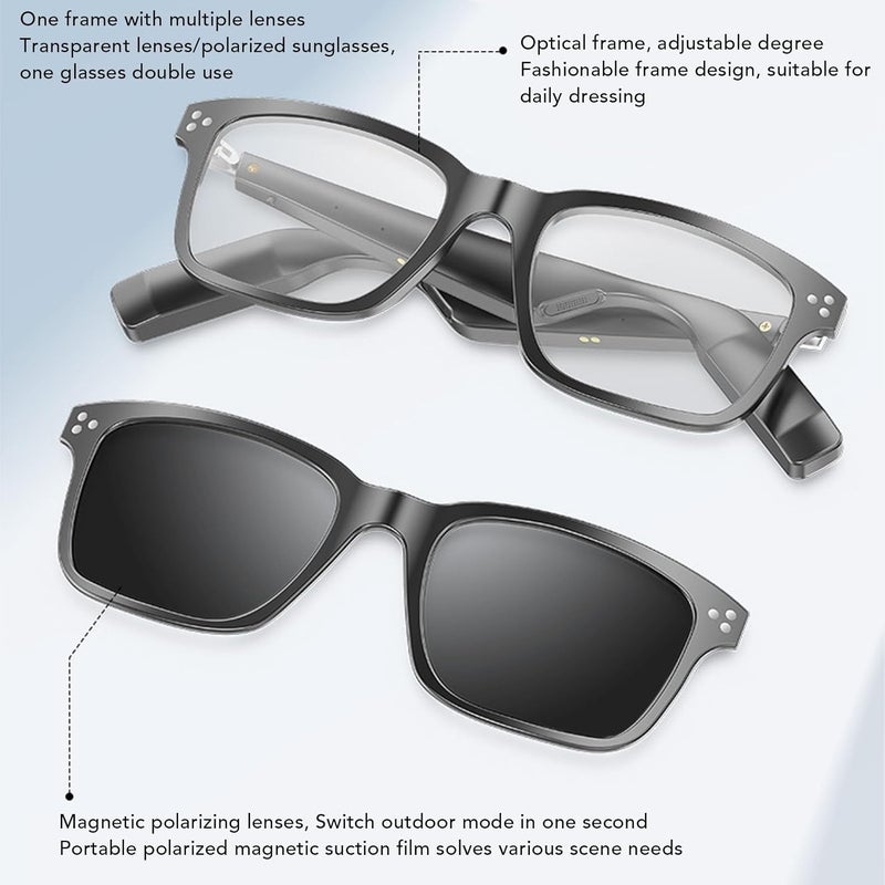 YJ009F AI Smart Glasses 144 Language Real-Time Translation Bluetooth 5.3 Magnetic Charging Touch Control PC/ABS Frame 8-10 Hour Battery for Business Travel and Meetings - Image 3