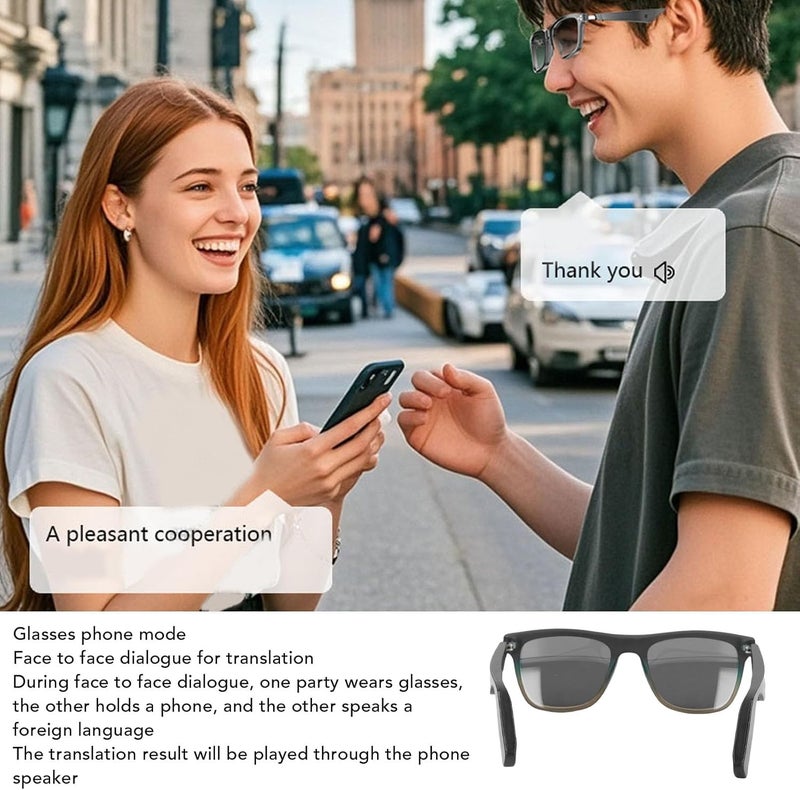 YJ009F AI Smart Glasses 144 Language Real-Time Translation Bluetooth 5.3 Magnetic Charging Touch Control PC/ABS Frame 8-10 Hour Battery for Business Travel and Meetings - Image 5