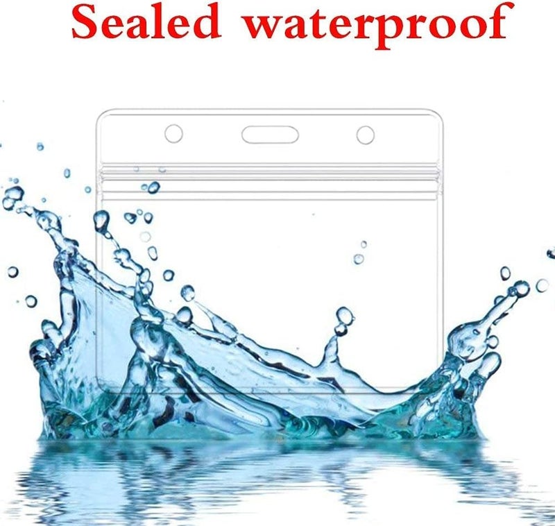 KingSom Horizontal Badge Holders Sealable Waterproof Clear Plastic Name Tag ID Card Holder (6Pcs) - Image 4