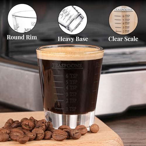 BCnmviku Shot Glasses Measuring cup Espresso Shot Glass Liquid Heavy Glass Wine Glass 26-Incremental Measurement 1oz, 6 Tsp, 2 Tbs, 30ml By BCnmviku (2 pack-Black + 2 pack-Red) - Image 4
