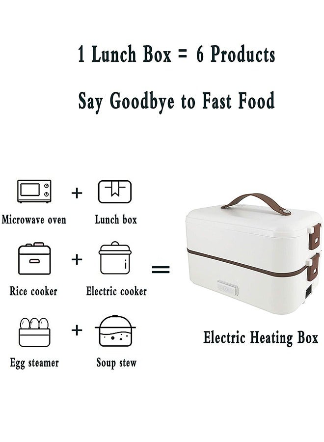 S-Color Electric Lunch Box For Adult Kids Stainless Steel Faster Heating Food Warmer in Office/Home/Travel Rice Cooker Egg Steamer 220v EU Plug  white  - Image 3