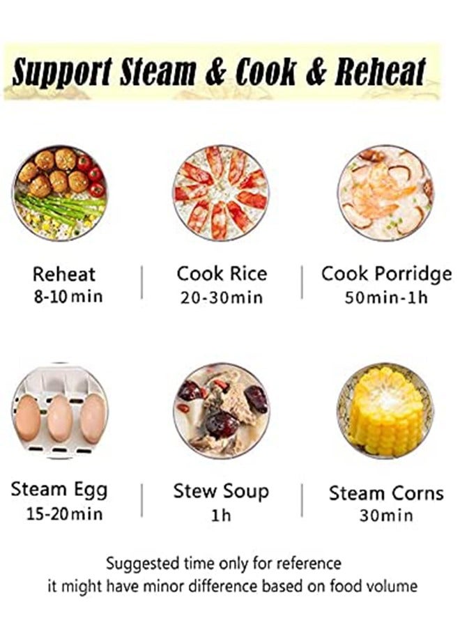 S-Color Electric Lunch Box For Adult Kids Stainless Steel Faster Heating Food Warmer in Office/Home/Travel Rice Cooker Egg Steamer 220v EU Plug  white  - Image 4