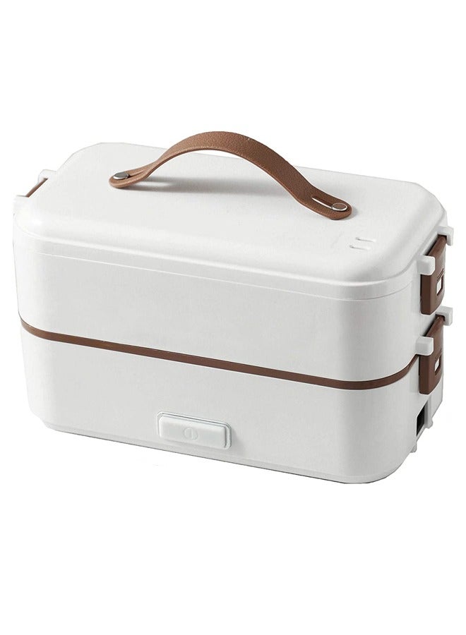 S-Color Electric Lunch Box For Adult Kids Stainless Steel Faster Heating Food Warmer in Office/Home/Travel Rice Cooker Egg Steamer 220v EU Plug  white  - Image 1