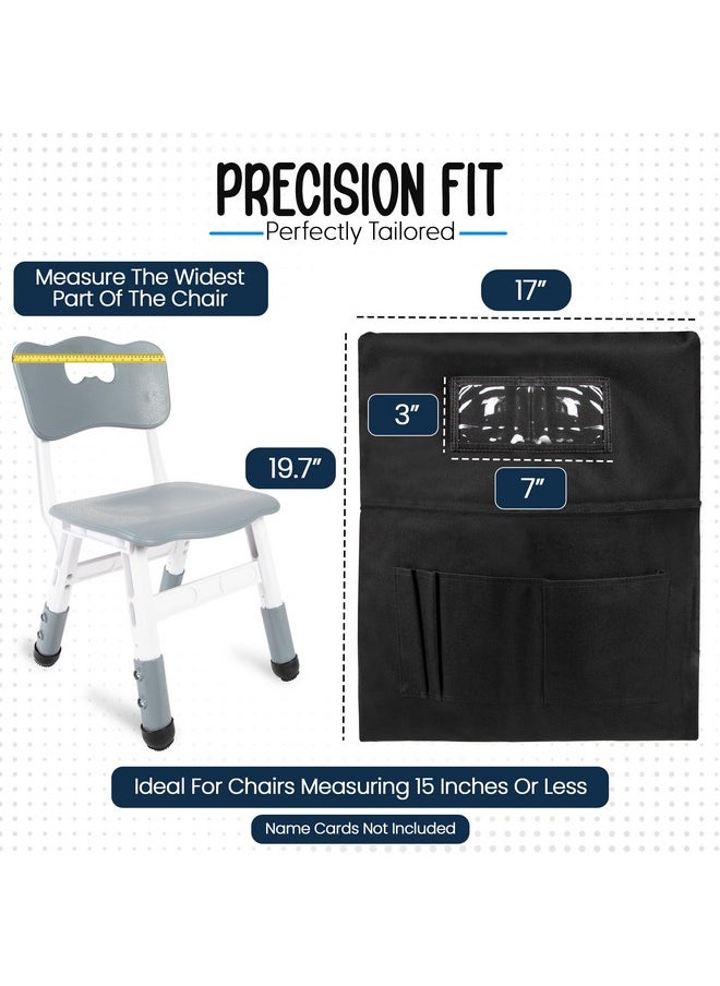 Essex Wares - Pack Of 6 Chair Pockets For Classrooms, Black 17" Wide X 19.7" Tall - Spacious Student Chair Pockets - Chairback Pocket Chart - Classroom Chair Pockets Suitable For Most Classroom Chairs  - Image 2