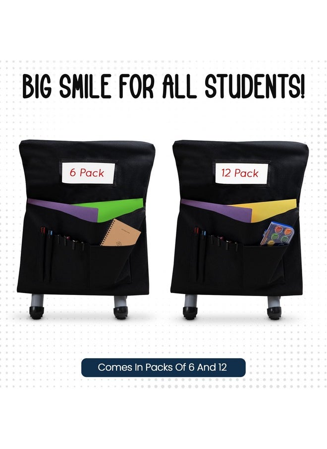 Essex Wares - Pack Of 6 Chair Pockets For Classrooms, Black 17" Wide X 19.7" Tall - Spacious Student Chair Pockets - Chairback Pocket Chart - Classroom Chair Pockets Suitable For Most Classroom Chairs  - Image 4