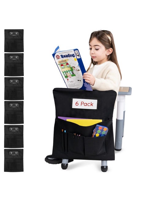 - Pack Of 6 Chair Pockets For Classrooms, Black 17" Wide X 19.7" Tall - Spacious Student Chair Pockets - Chairback Pocket Chart - Classroom Chair Pockets Suitable For Most Classroom Chairs