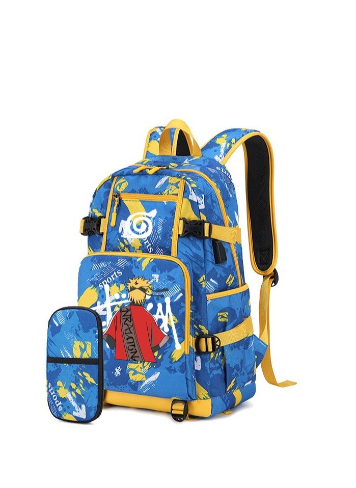 Generic - Naruto Joint Junior High School Student Backpack Primary School Student Large Capacity School Bag Pencil Case Set 41*14*28cm - Image 1