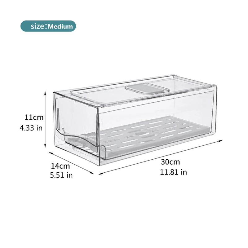 Diskary Fridge Organizer, Stackable Refrigerator Organizer Bins, Reusable Food Storage Containers, Fridge Drawer Organizer in Home Kitchen, Barbecue Shop, Restaurant, BPA-Free (2 Drawers, Medium) - Image 2