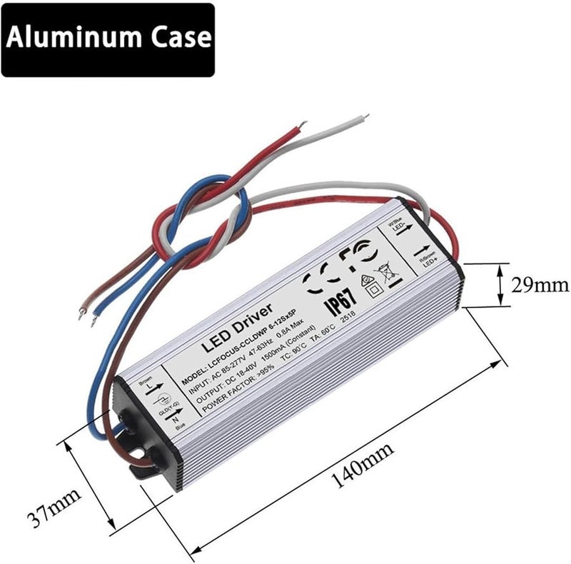 LED Driver 40W 60W Power Supply 1200mA DC18 39V Aluminum Case Lighting Transformer - Image 2