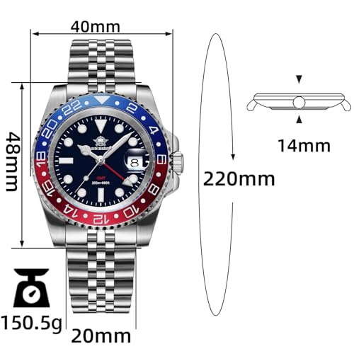 ADDIESDIVE ساعة ADDIESDIVE GMT للرجال بتصميم لونين 515-24H حركة كوارتز مقاومة للماء 200 م BGW9 مضيئة باللون الأزرق - Image 3