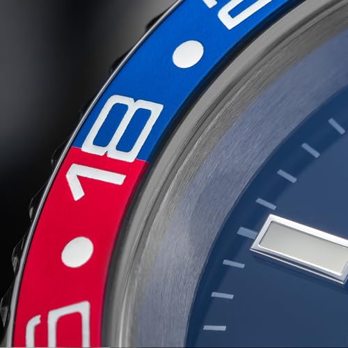 ADDIESDIVE ساعة ADDIESDIVE GMT للرجال بتصميم لونين 515-24H حركة كوارتز مقاومة للماء 200 م BGW9 مضيئة باللون الأزرق - Image 5