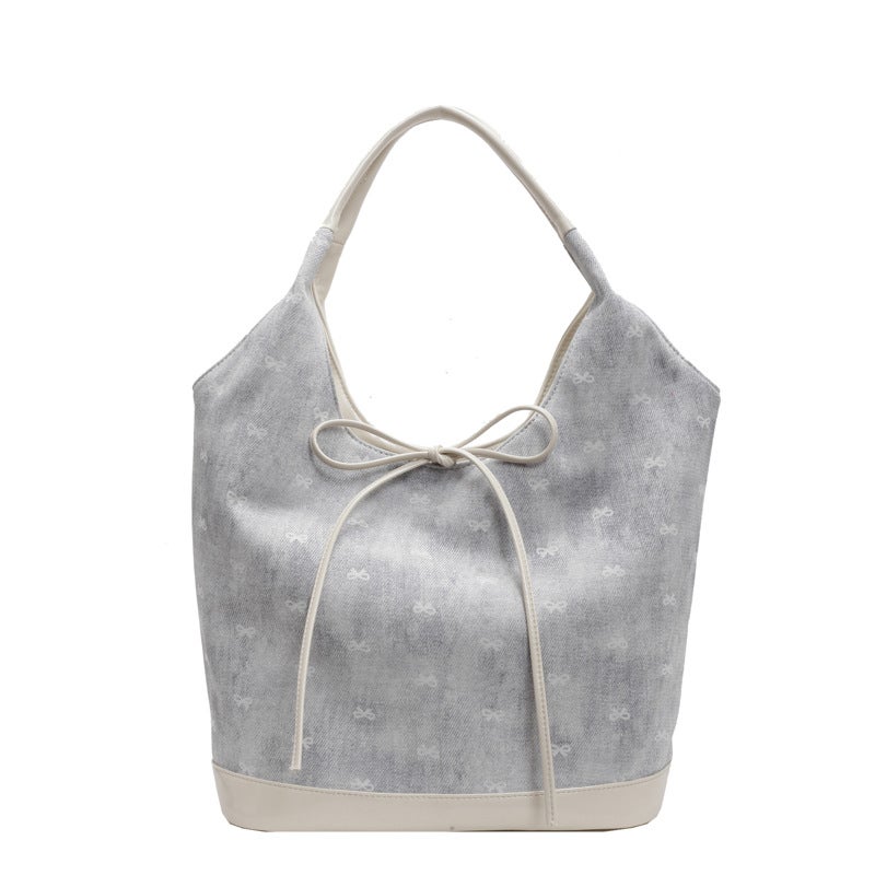 Korean Style Retro Large Capacity Underarm Bag Women'S 2024 Super Popular Bow Tote Bag Portable Shoulder Bag - Image 1
