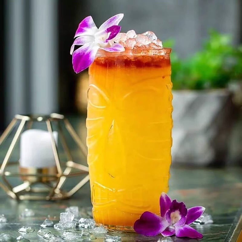 Cedilis 6 Pack 20 Ounce Modern Bar Tiki Glasses Tiki Cup Tiki Mug, Double Old Fashioned Glass, Hawaiian Style Glass, Perfect for Mai Tai, Exotic Zombie Cocktails, Tropical Island Drinks - Image 3