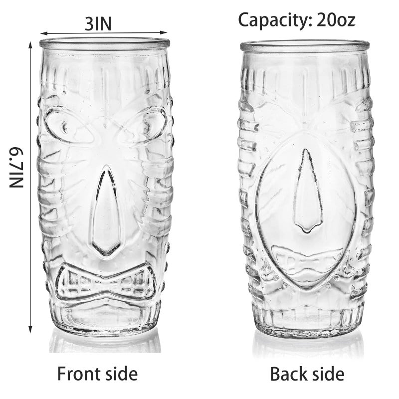 Cedilis 6 Pack 20 Ounce Modern Bar Tiki Glasses Tiki Cup Tiki Mug, Double Old Fashioned Glass, Hawaiian Style Glass, Perfect for Mai Tai, Exotic Zombie Cocktails, Tropical Island Drinks - Image 4