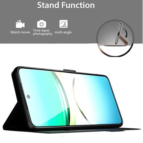 Kapa Noble Slim Magnetic Leather Flip Case Cover for Iqoo Z10 5G / Vivo T4 5G | Card Holder Stand Flip Wallet Case (Black) - Image 3