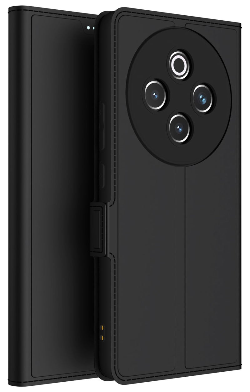 Kapa Noble Slim Magnetic Leather Flip Case Cover for Iqoo Z10 5G / Vivo T4 5G | Card Holder Stand Flip Wallet Case (Black) - Image 1