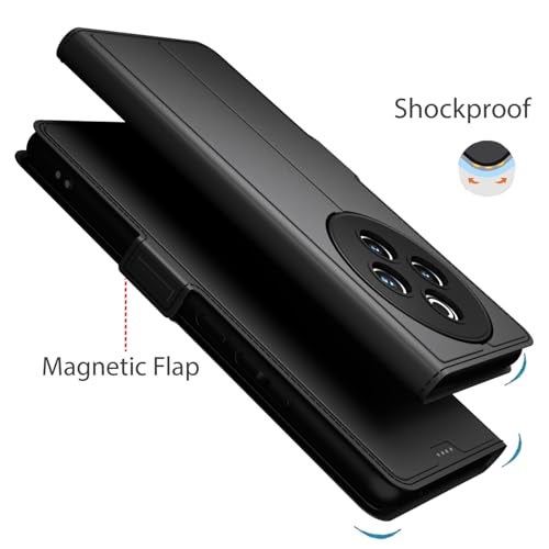 Kapa Noble Slim Magnetic Leather Flip Case Cover for Iqoo Z10 5G / Vivo T4 5G | Card Holder Stand Flip Wallet Case (Black) - Image 5