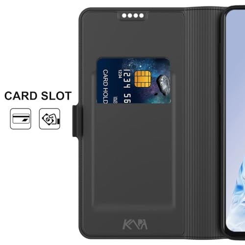 Kapa Noble Slim Magnetic Leather Flip Case Cover for Iqoo Z10 5G / Vivo T4 5G | Card Holder Stand Flip Wallet Case (Black) - Image 4