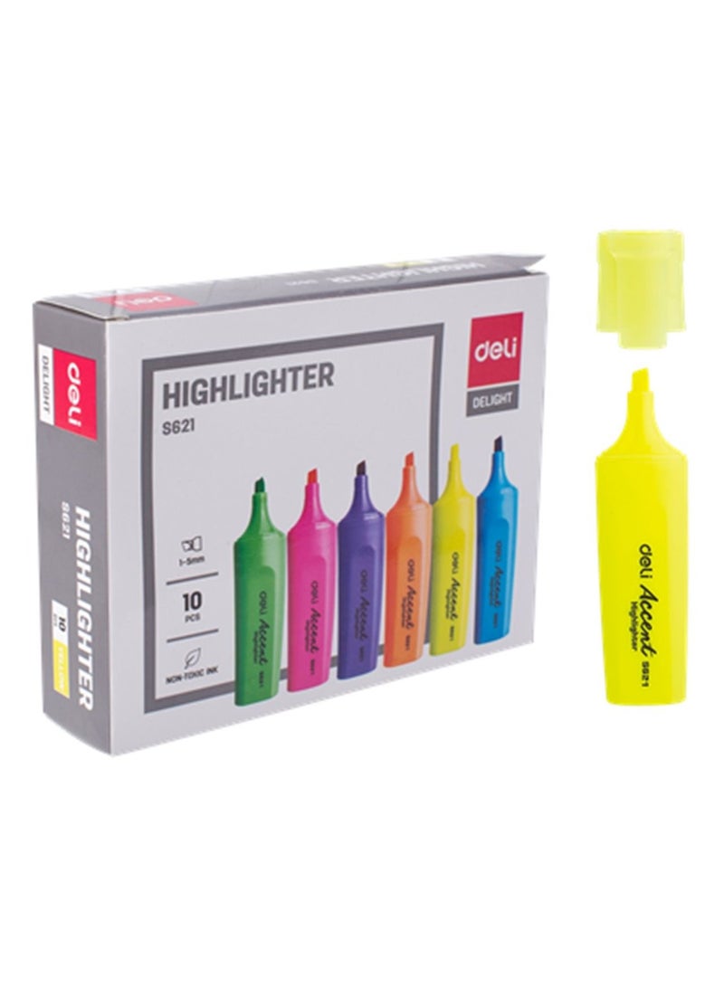 Deli 10-Piece Highlighter Yellow Ink - Image 2