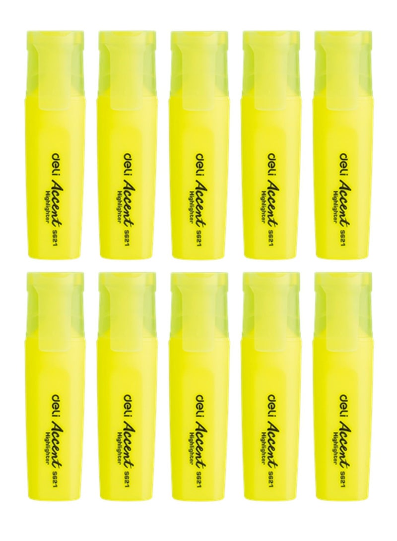 Deli 10-Piece Highlighter Yellow Ink - Image 1