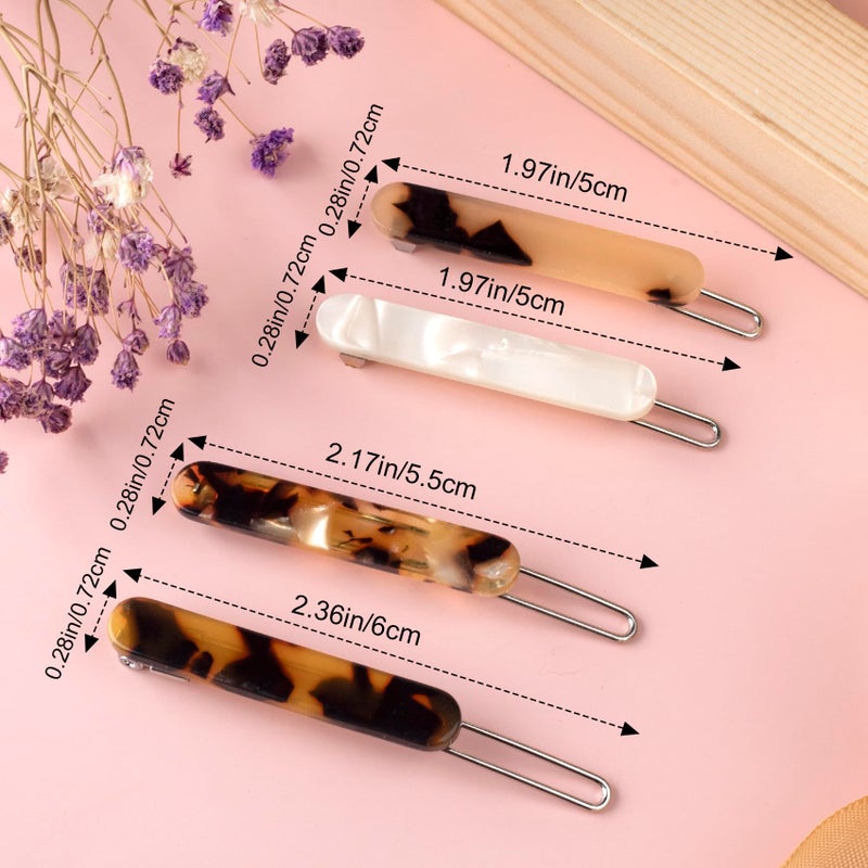 Mxxipp 4Pcs French Barrettes Slides Clips for Women Fine Hair 2 Inch Tortoise Shell No-slip Grip Clasp Classic Glossy Acrylic Hair Clips Ponytail Holders for Girls - Image 2