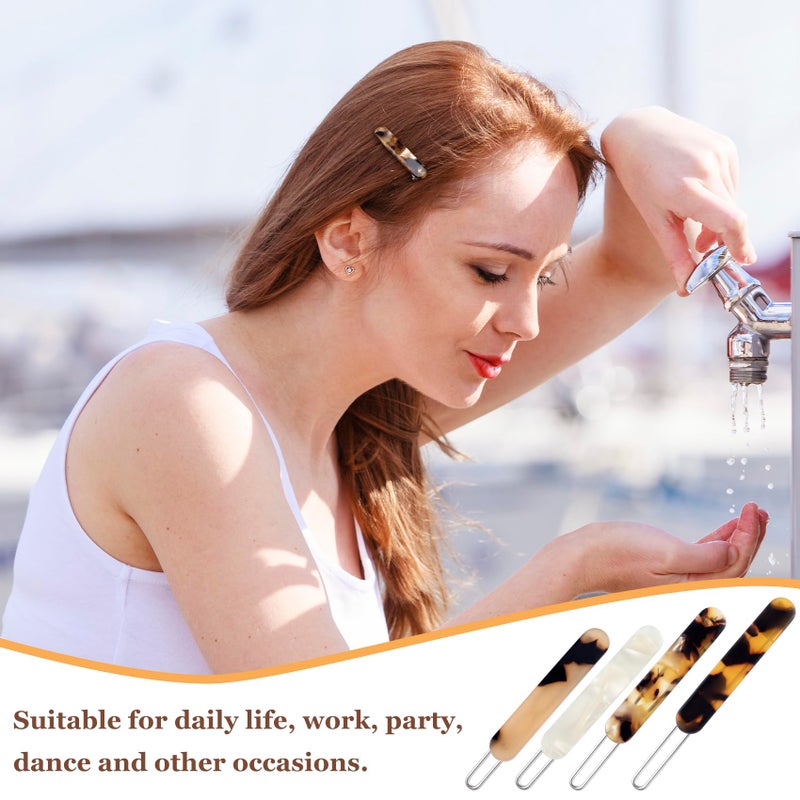 Mxxipp 4Pcs French Barrettes Slides Clips for Women Fine Hair 2 Inch Tortoise Shell No-slip Grip Clasp Classic Glossy Acrylic Hair Clips Ponytail Holders for Girls - Image 5