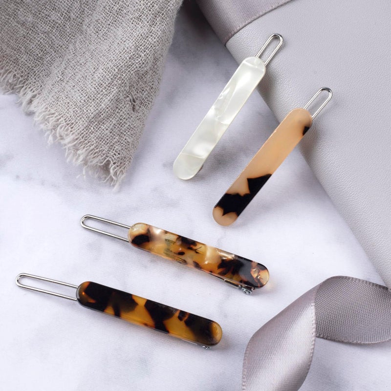Mxxipp 4Pcs French Barrettes Slides Clips for Women Fine Hair 2 Inch Tortoise Shell No-slip Grip Clasp Classic Glossy Acrylic Hair Clips Ponytail Holders for Girls - Image 3