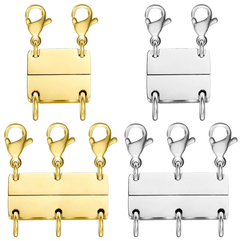 Qulltk Necklace Layering Clasp Magnetic Clasps for Jewelry, Gold and Silver Separator for Stackable Necklaces and Chains - Image 1