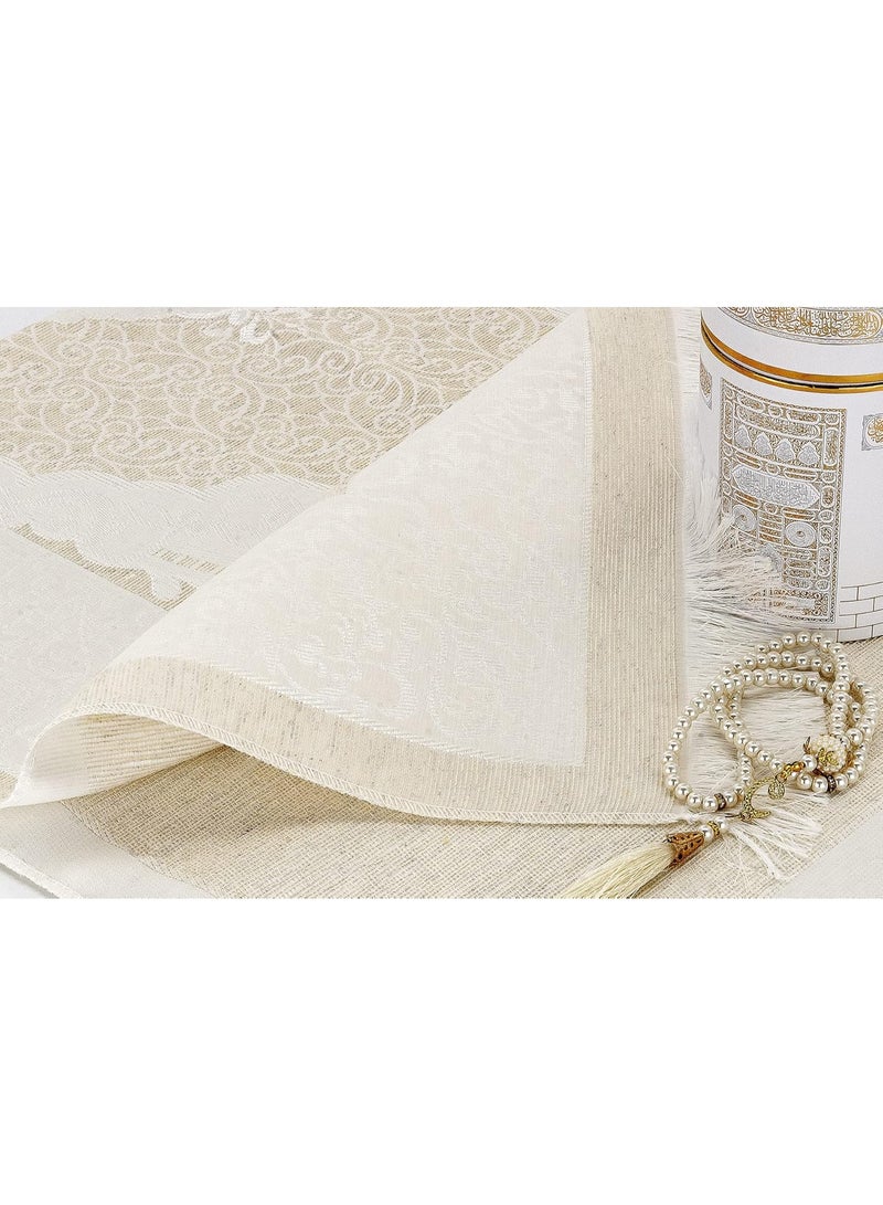 DubaiGallery Elegant Islamic Janamaz Prayer Mat with Matching Tasbih and Luxury Gift Box, Lightweight and Foldable Prayer Rug for Daily Namaz, Travel, Umrah, Hajj and Special Islamic Celebrations - Image 4