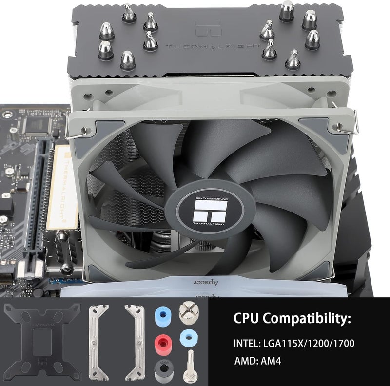 Thermalright BA120 CPU Air Cooler, 6 Heat Pipes, TL-C12C PWM Quiet Fan CPU Cooler with S-FDB Bearing, for AMD AM4/AM5/Intel 1700/1150/1151/1200/1851, LGA1700, PC Cooler - Image 3