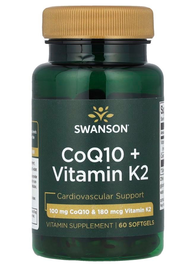 SWANSON CoQ10 + Vitamin K2 60 Softgels
