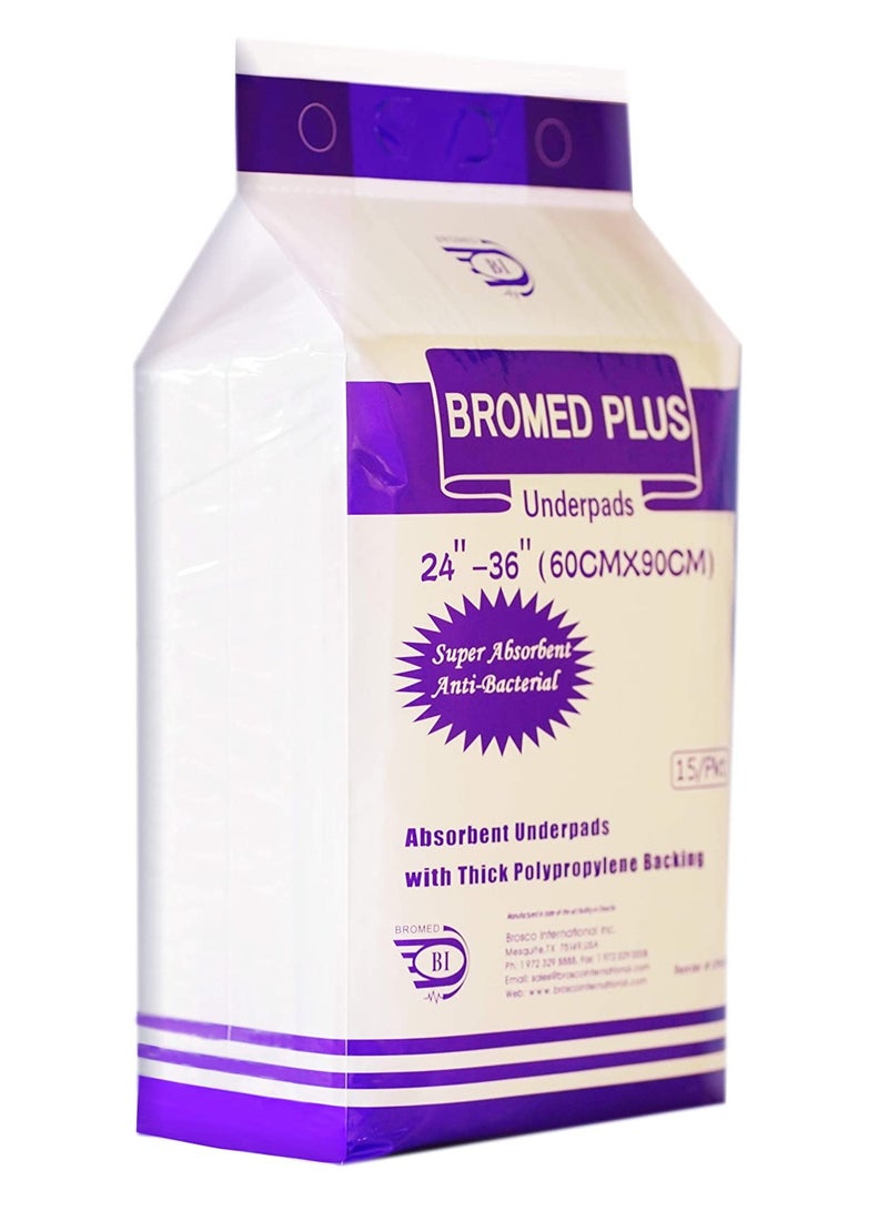 Bromed بوليمر فائق الامتصاص ومضاد للبكتيريا، مقاس الخصر 24" - 36"، 15 قطعة - Image 2