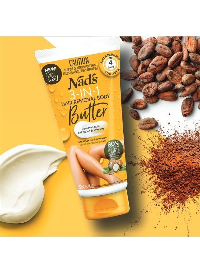 Nad's زبدة إزالة الشعر 3 في 1، كريم إزالة شعر لطيف ومهدئ للنساء، كريم إزالة الشعر الحساس للجسم والساقين، مناسب لجميع أنواع البشرة (21103)، 5.1 أونصة سائلة (عبوة من 1) - Image 2