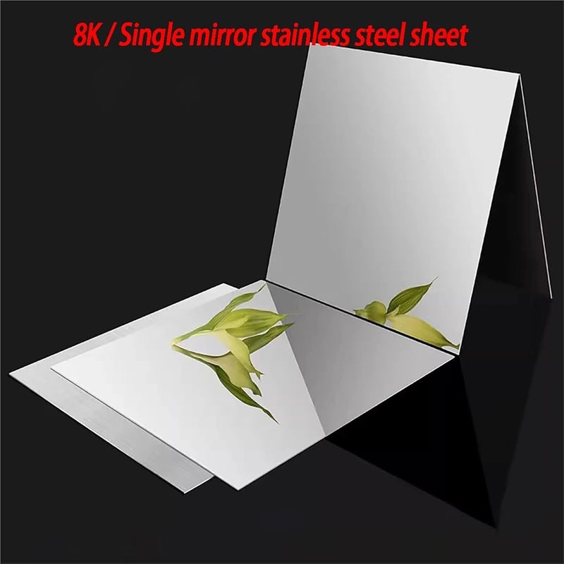 Thickness 0.5mm-3mm Mirror 304 Stainless Steel Plate Single-Sided Mirror Effect DIY Stainless Steel Plate Film Protection(Thickness 2.5mm,150mmx150mm) - Image 5