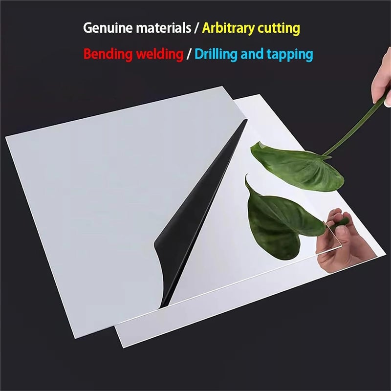 Thickness 0.5mm-3mm Mirror 304 Stainless Steel Plate Single-Sided Mirror Effect DIY Stainless Steel Plate Film Protection(Thickness 2.5mm,150mmx150mm) - Image 3