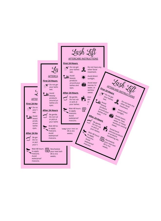 Boutique Marketing LLC Lash Lift Aftercare Instruction Card 50 Pack Single Side 2 X 3.5” Inches Size Starter Eyelash Lift Kit At Home Diy Aftercare Supplies Bubblegum Pink With Border Design  - Image 5