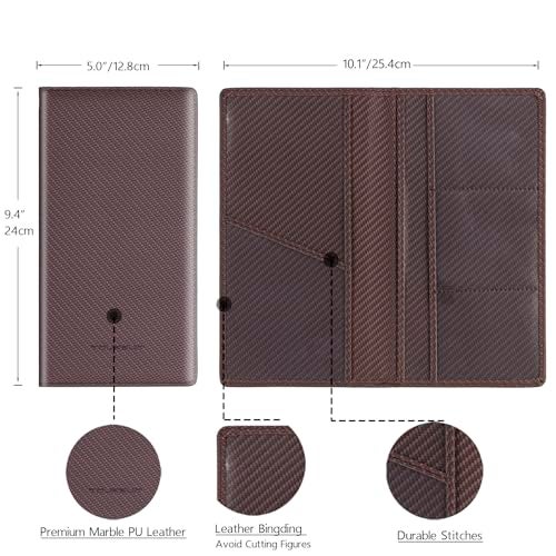 TOURSUIT Car Registration and Insurance Card Holder, Vehicle License Document Glove Box Compartment Organizer, Essential Car Wallet Case for Driver Auto Owners (Carbon Coffee) - Image 4
