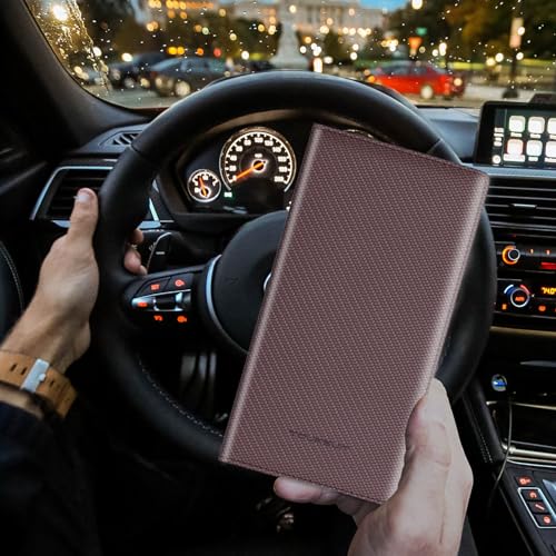TOURSUIT Car Registration and Insurance Card Holder, Vehicle License Document Glove Box Compartment Organizer, Essential Car Wallet Case for Driver Auto Owners (Carbon Coffee) - Image 3