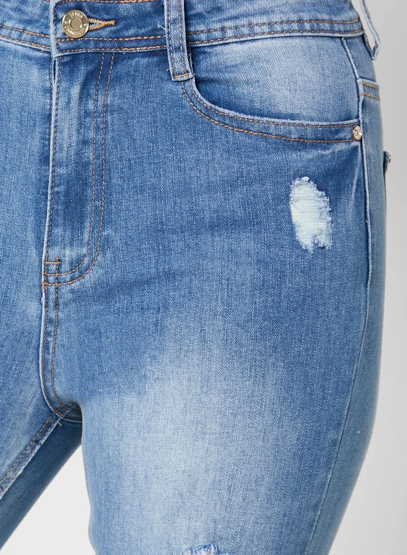 Missguided High Waist Ripped Skinny Jeans