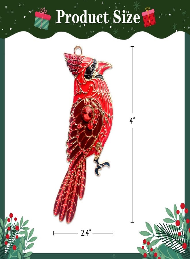 JUESMOS Metal Red Cardinal Christmas Ornaments 2025 Bird Ornaments for Christmas Tree Decorations Memorial Cardinal Keepsake Gifts for Women Girls Sister Rhinestone Xmas Ornament - Image 4