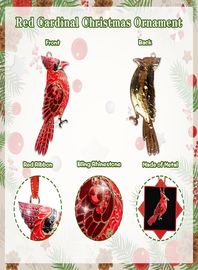 JUESMOS Metal Red Cardinal Christmas Ornaments 2025 Bird Ornaments for Christmas Tree Decorations Memorial Cardinal Keepsake Gifts for Women Girls Sister Rhinestone Xmas Ornament - Image 2