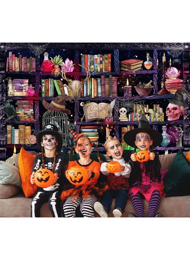 CINRAY - Halloween Mad Scientist Backdrop Laboratory Magical Bookshelf Banner Decorations 8X6Ft Skull Poison Apothecary Magic Witch Kitchen Background For Kids Halloween Party Supplies Photo Props - Image 1