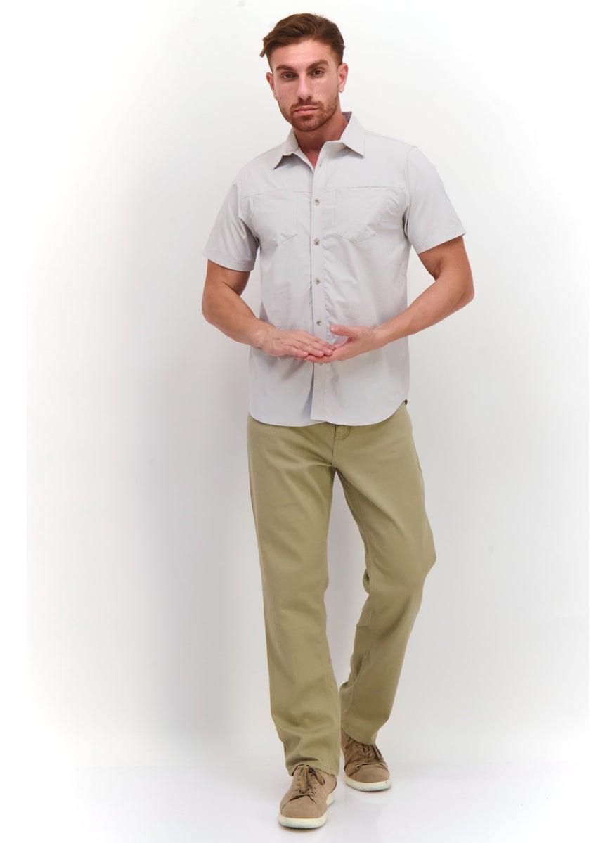 Cultura New York Men Regular Fit Solid Short Sleeve Casual Shirt, Stone  - Image 2