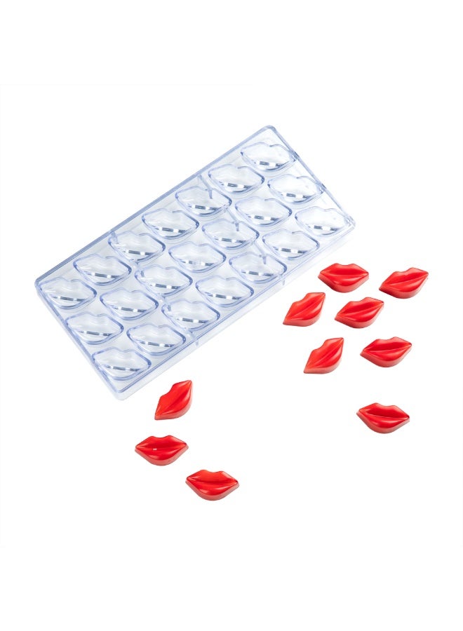 Restaurantware Pastry Tek 10.8 x 5.3 Inch Lip Chocolate Molds, 10 Freezer-Safe Lip Molds - 21 Cavities, Easy Release, Clear Polycarbonate Candy Molds, Food Grade, For Bonbons or Fondants - Image 2