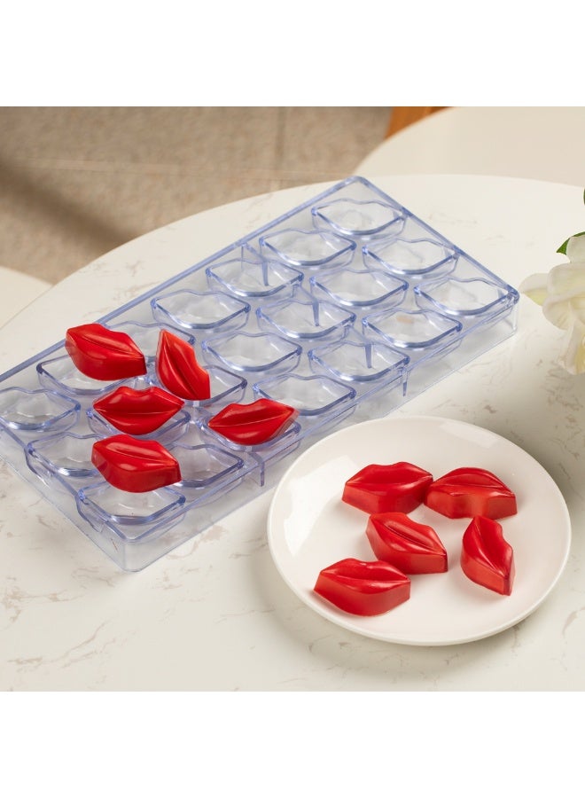 Restaurantware Pastry Tek 10.8 x 5.3 Inch Lip Chocolate Molds, 10 Freezer-Safe Lip Molds - 21 Cavities, Easy Release, Clear Polycarbonate Candy Molds, Food Grade, For Bonbons or Fondants - Image 3
