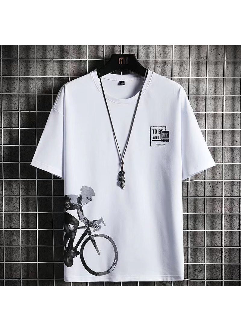 Generic - Cool Ice Silk Gradient Mens Quick-Dry T-Shirt Bicycle-White-Short Sleeve - Image 1
