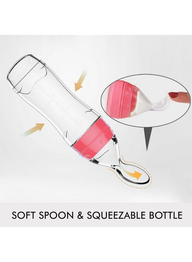 Matyz Silicone Baby Food Dispensing Spoon (Pink, 4oz / 120ml) Squeeze Feeder with Spoon - Spoon Bottle for Baby - Baby Spoon Feeder Bottle Baby Solid Food Feeder - Ideal for 4 Months+ Babies - Image 2