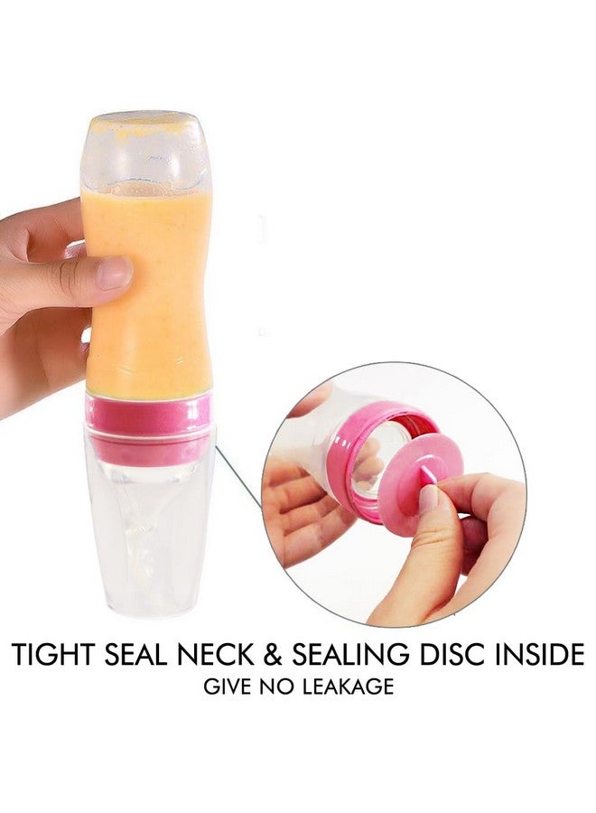 Matyz Silicone Baby Food Dispensing Spoon (Pink, 4oz / 120ml) Squeeze Feeder with Spoon - Spoon Bottle for Baby - Baby Spoon Feeder Bottle Baby Solid Food Feeder - Ideal for 4 Months+ Babies - Image 5