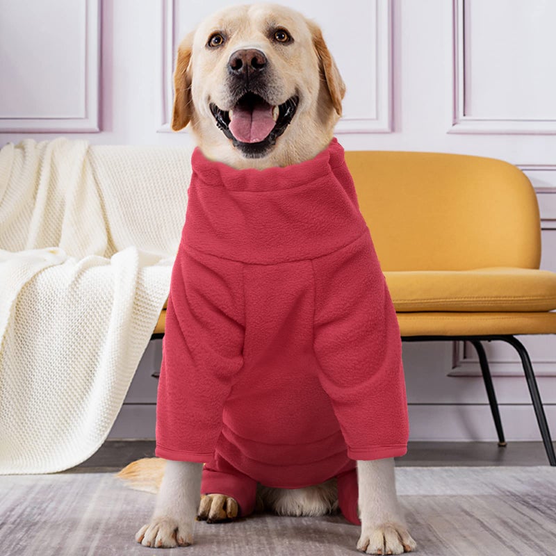ROZKITCH Winter Dog Pajamas, Pet Windproof Warm Cold Weather Jacket Vest Cozy Jumpsuit Apparel Outfit Clothes for Small Medium Large Dog Walking Hiking Sleep Red 2XL - Image 5