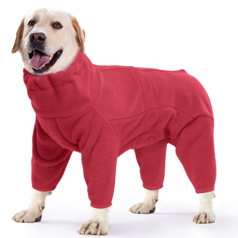 ROZKITCH Winter Dog Pajamas, Pet Windproof Warm Cold Weather Jacket Vest Cozy Jumpsuit Apparel Outfit Clothes for Small Medium Large Dog Walking Hiking Sleep Red 2XL - Image 1